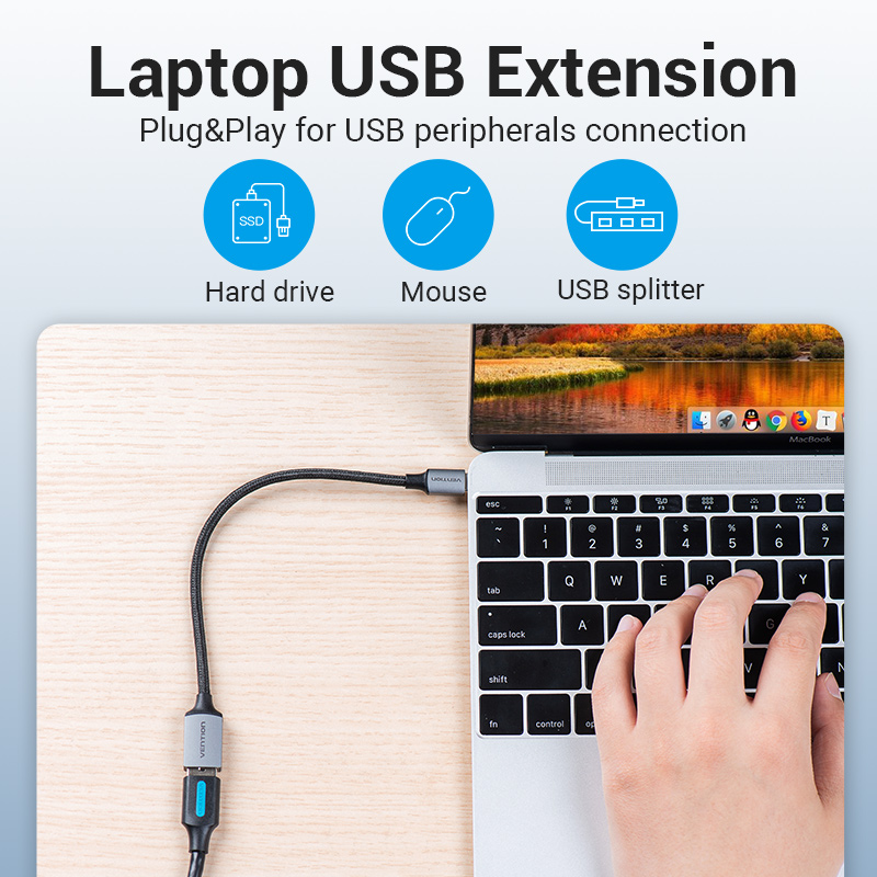 Vention USB C OTG Adapter USB A to Type C