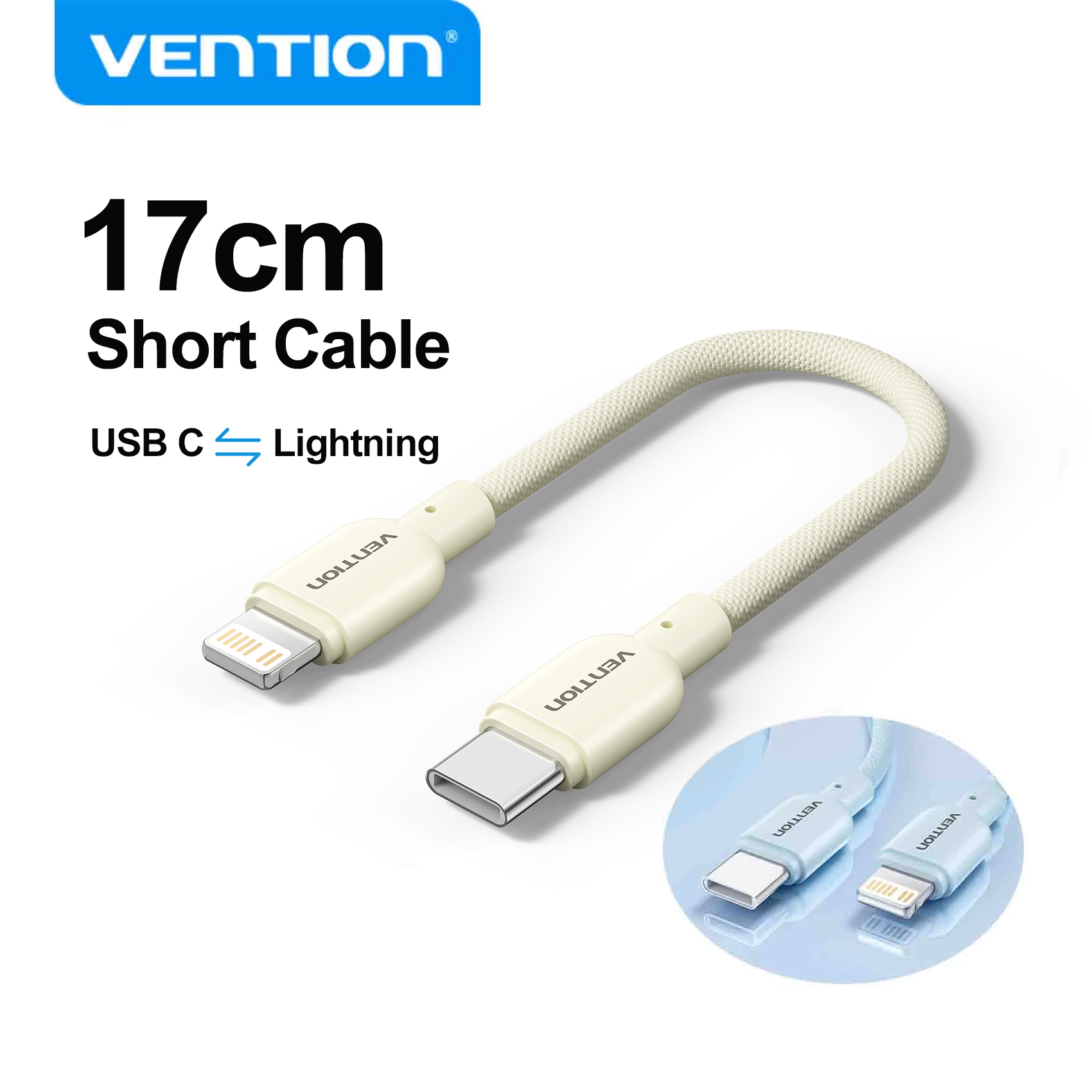 Vention Lightning Cable Short USB C Cable 3A 27W 17cm