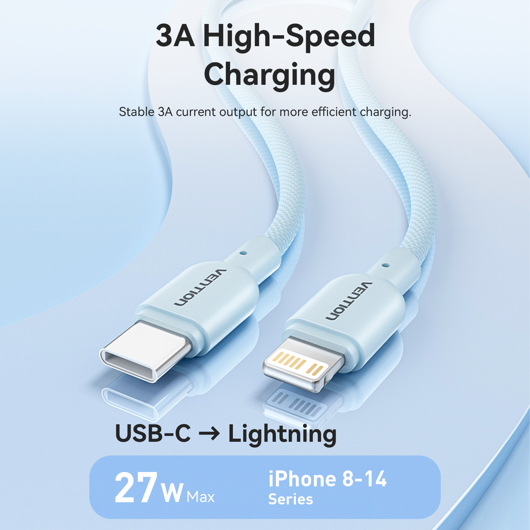 Vention Lightning Cable Short USB C Cable 3A 27W 17cm
