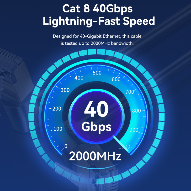 Vention CAT8 Ethernet-Kabel 40 Gbit/s 2000 MHz 360 Grad