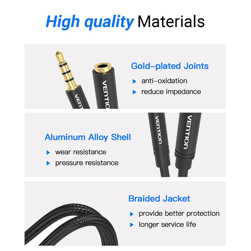 Vention Jack 3.5 Aux Extension Cable for Car Laptop