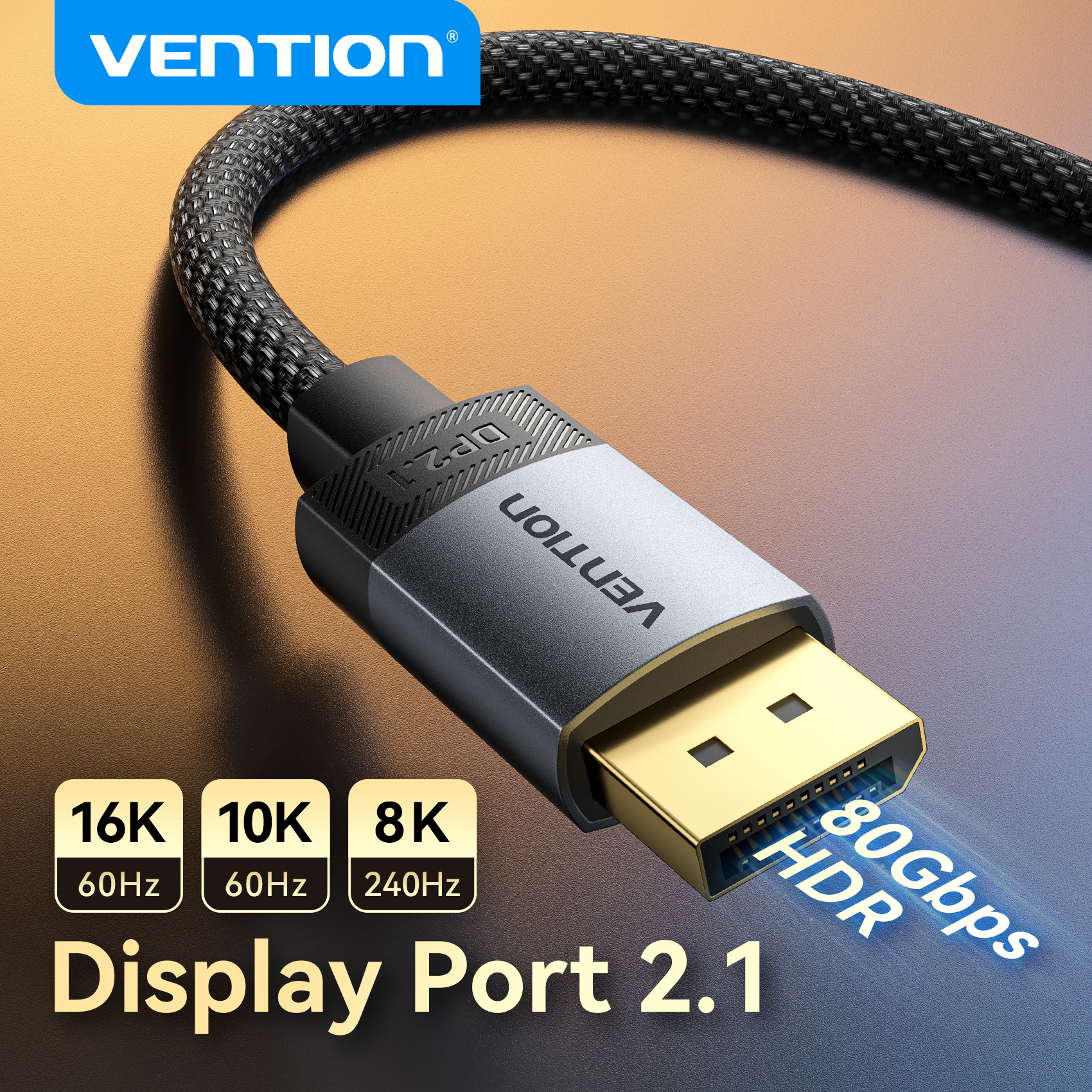 Kabel Vention DisplayPort 16K DP 2.1 8K 240Hz 80Gbps