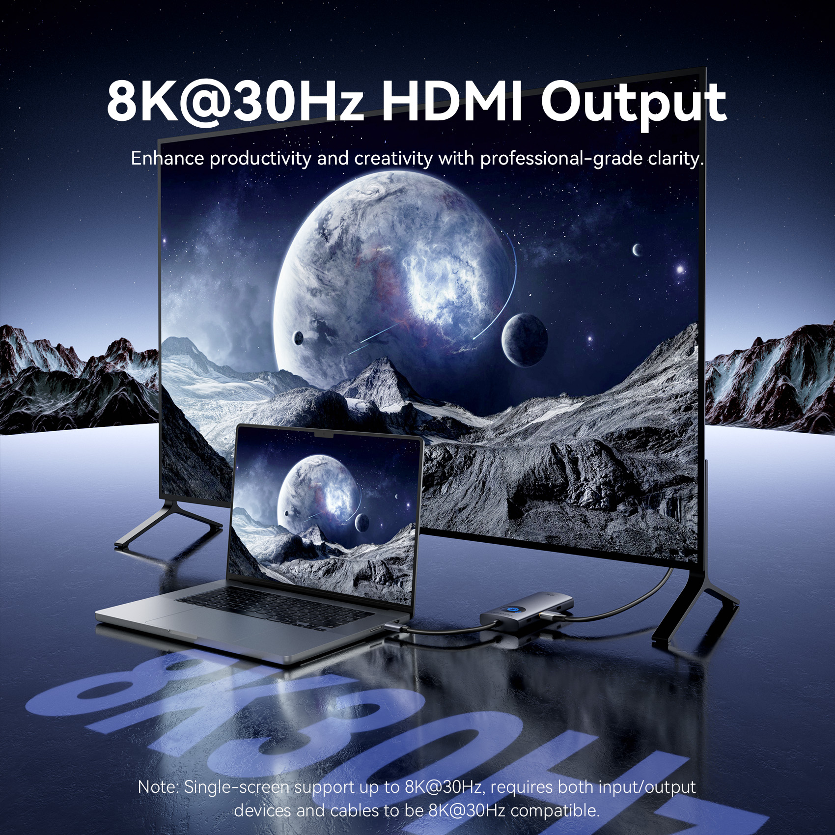 Vention 6 in 1 USB C 8K@30Hz HDMI HUB Smart Led Touch