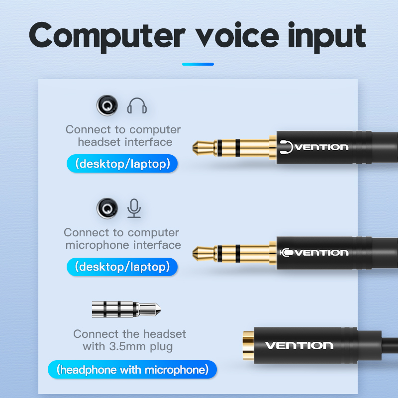 Vention Audio Splitter Headphone Adapter 3.5mm AUX