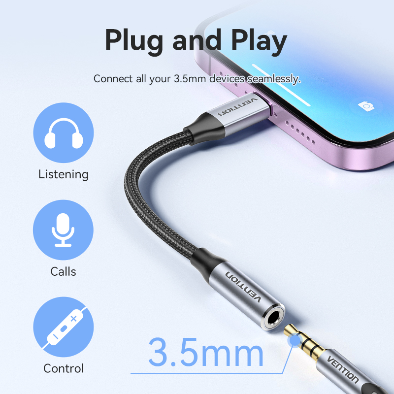 Vention Lightning to 3.5mm Adapter Headphone Audio