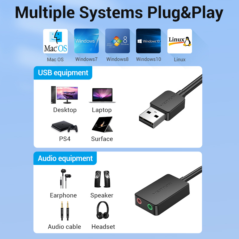 Vention Sound Card USB to 3.5mm Audio Interface