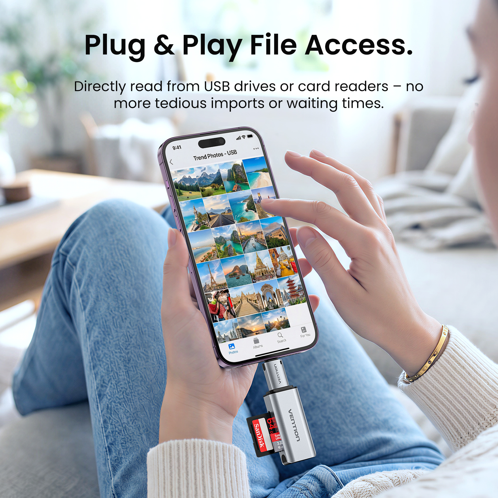 Vention Lighting to USB C OTG Adapter USB-C Female