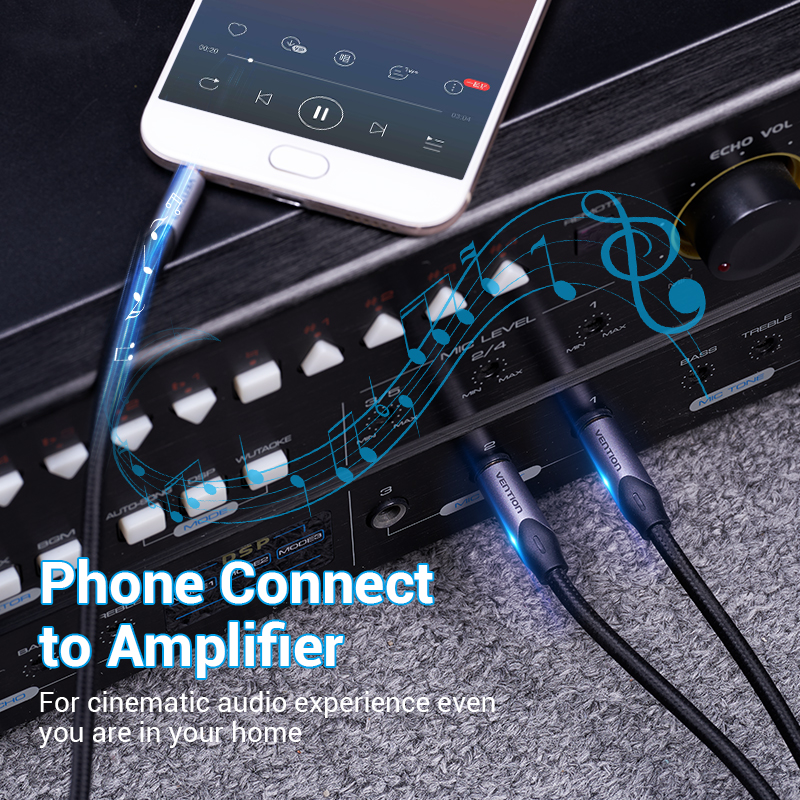 Vention 3.5mm to Double 6.5mm TRS Cable AUX Male Mono