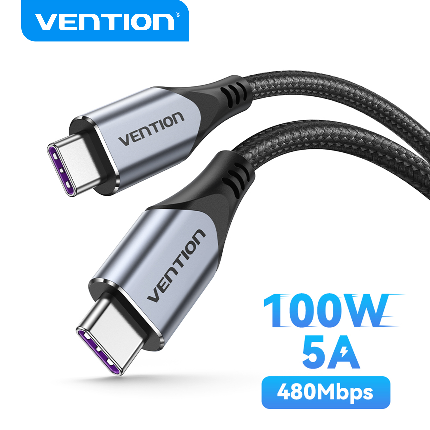 Vention USB C to Type C Cable PD 100W 60W Fast
