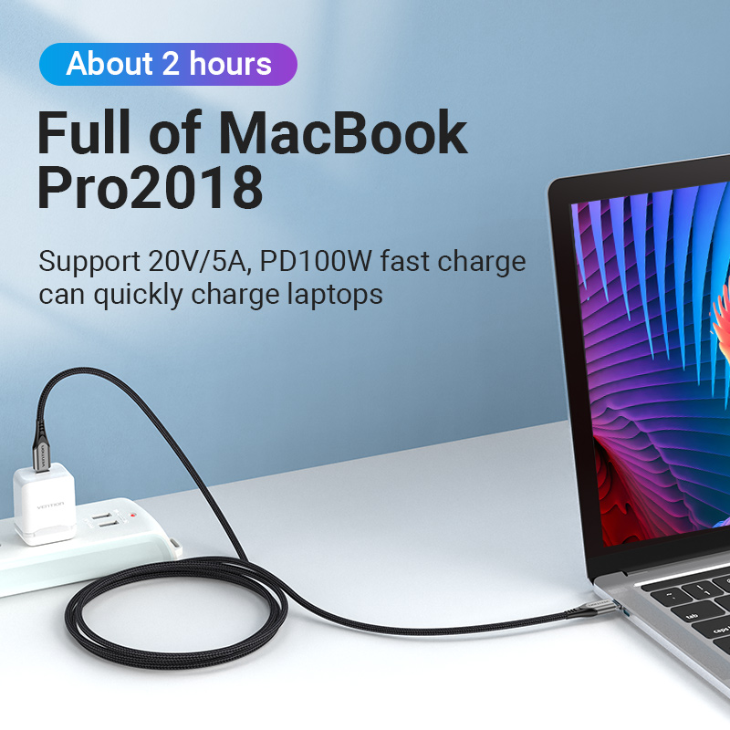 Vention USB C to Type C Cable PD 100W 60W Fast