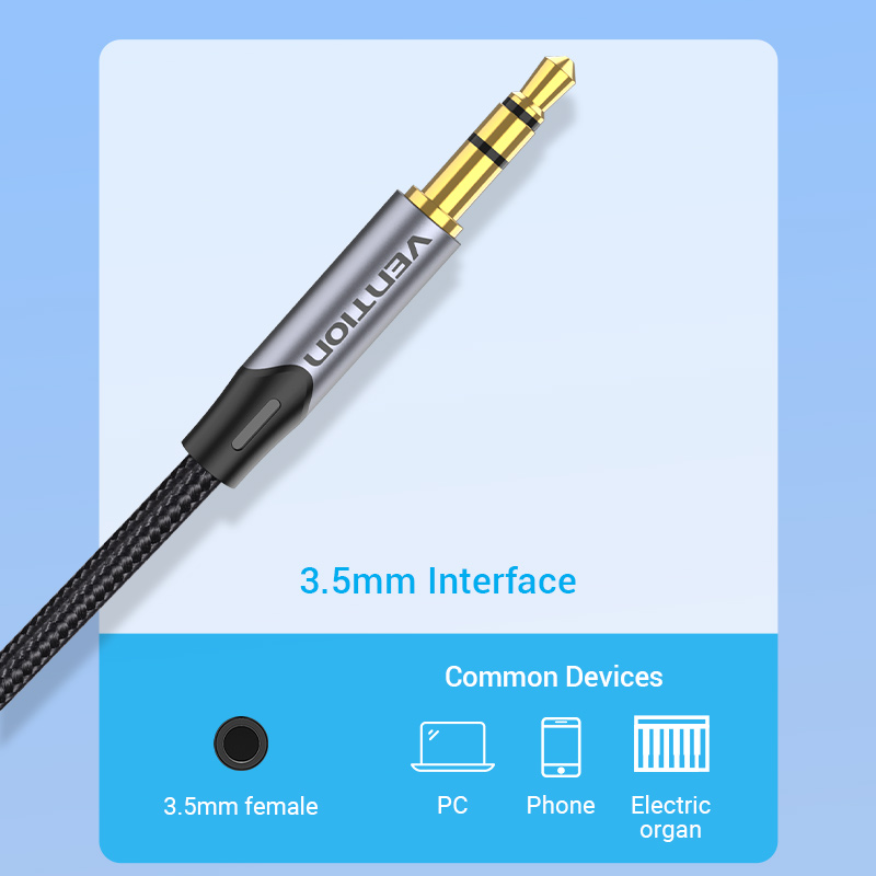 Vention 3.5mm to Double 6.5mm TRS Cable AUX Male Mono