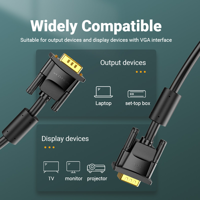 Kabel VGA Vention samec-samec 1080P 15pinový VGA-VGA