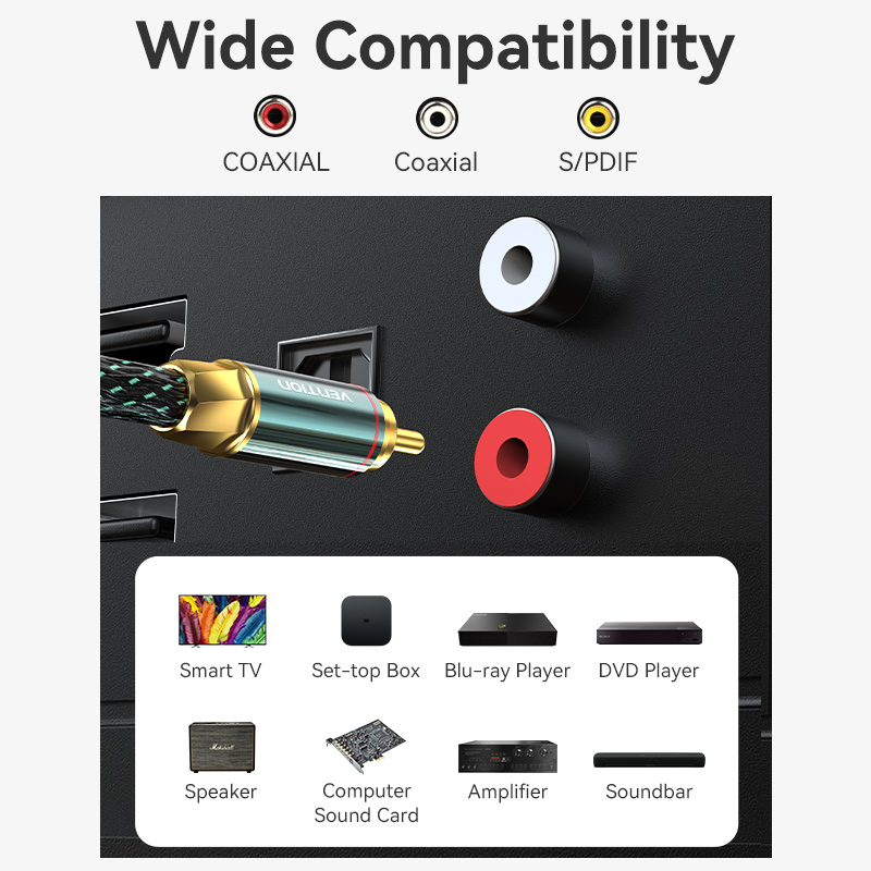 Vention Hi-Fi Coaxial Audio Cable 4N Silver-Plated