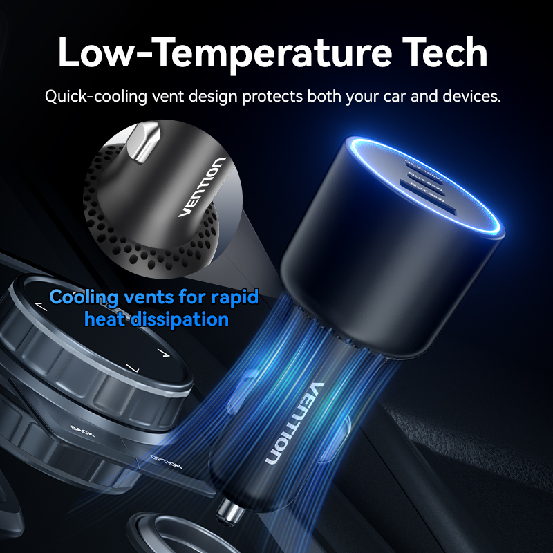 Vention 165W USB C Car Charger 3-Ports PD QC 4.0 45W