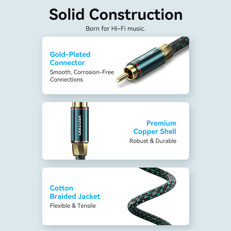 Vention Hi-Fi Coaxial Audio Cable 4N Silver-Plated