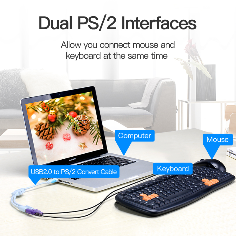 Vention USB to PS2 Converter Cable USB Male to PS/2