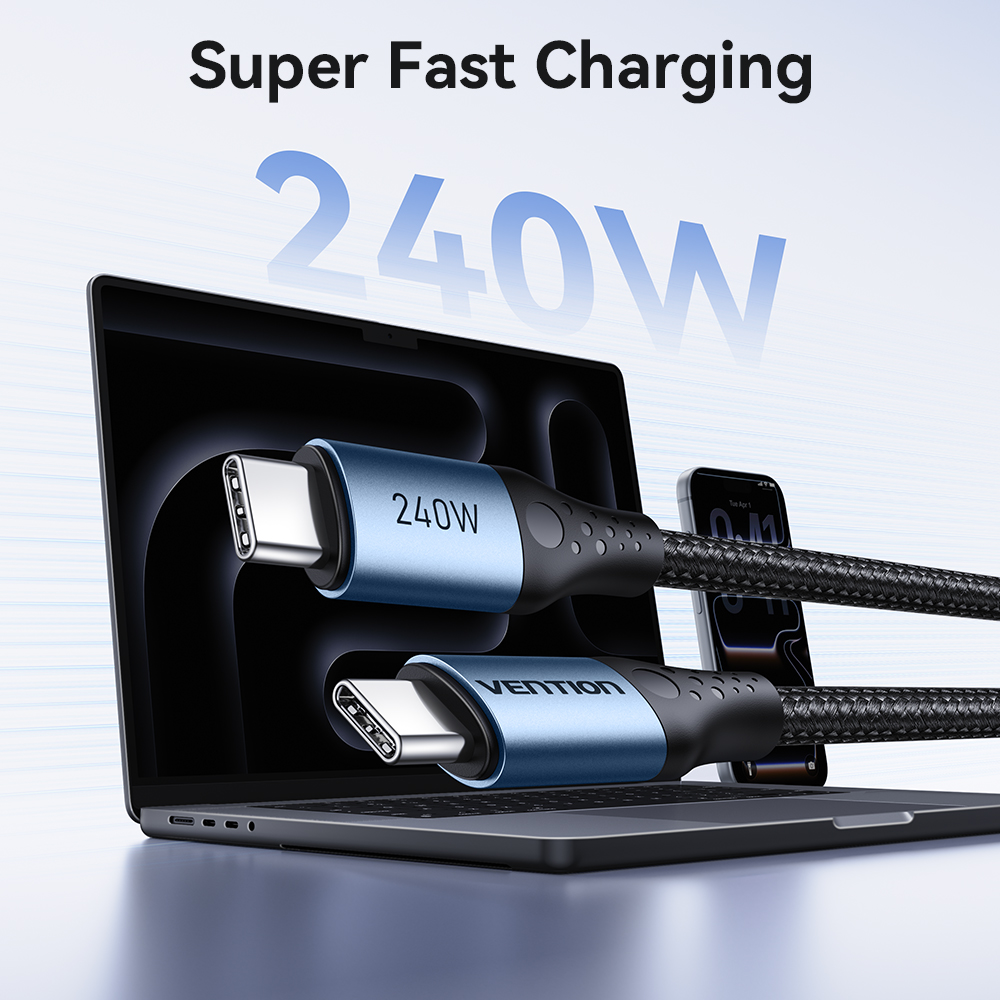 Vention 240W kabel Type-C naar Type-C PD3.1 snelladen