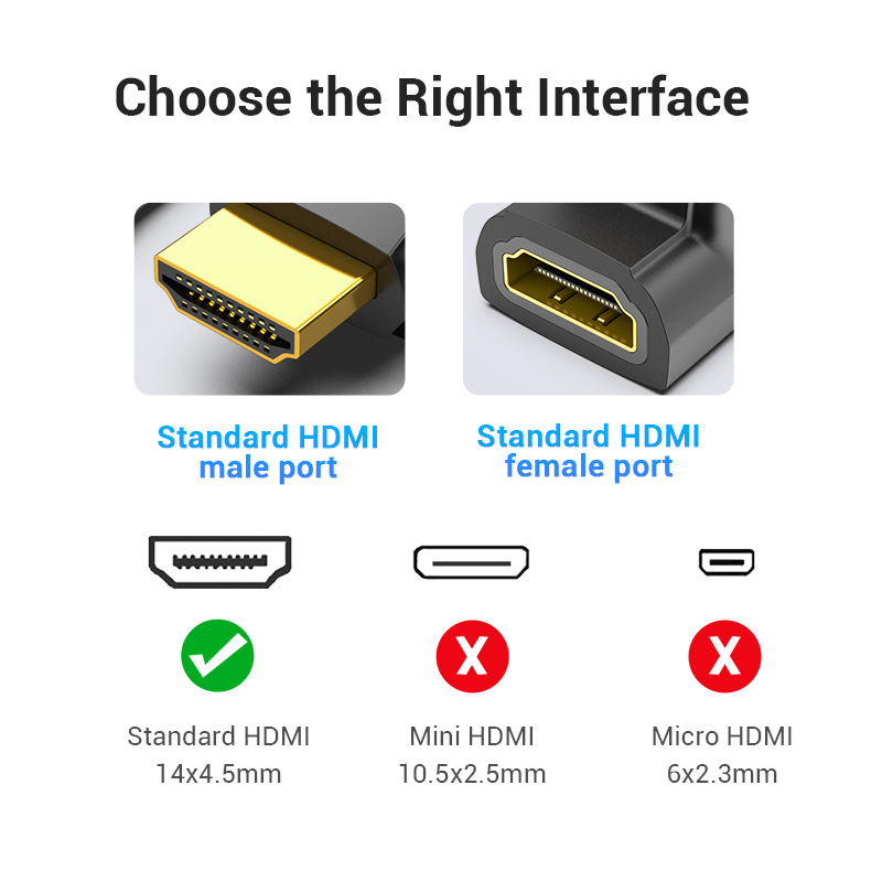 Vention HDMI Adapter 90 270 Degree Right Angle Male