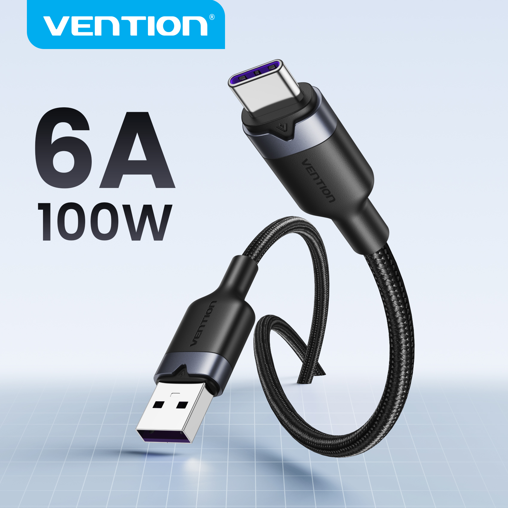 Vention 100W USB Type C Cable 6A Super Charging C