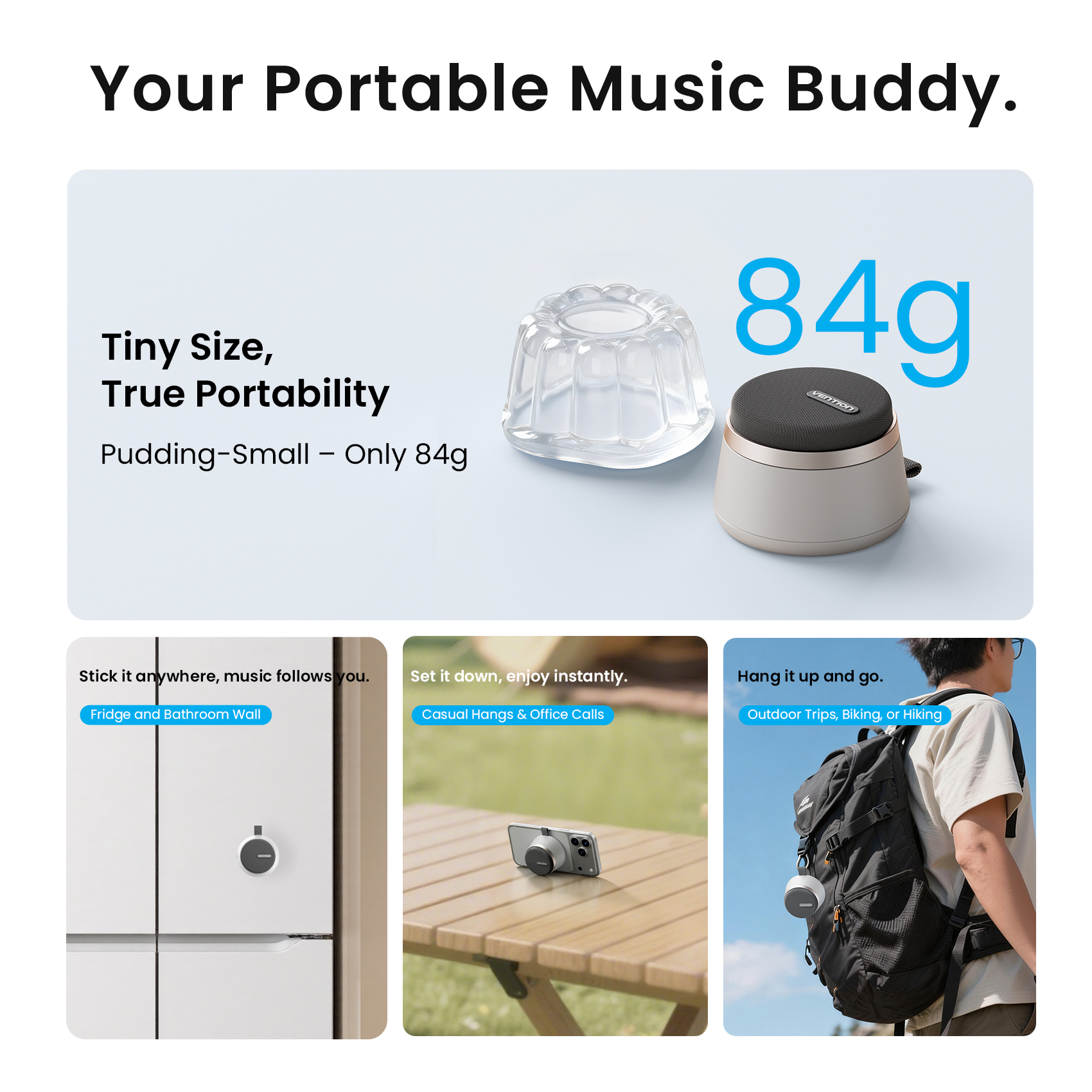 Vention Magnetic Portable Bluetooth Speaker IPX6