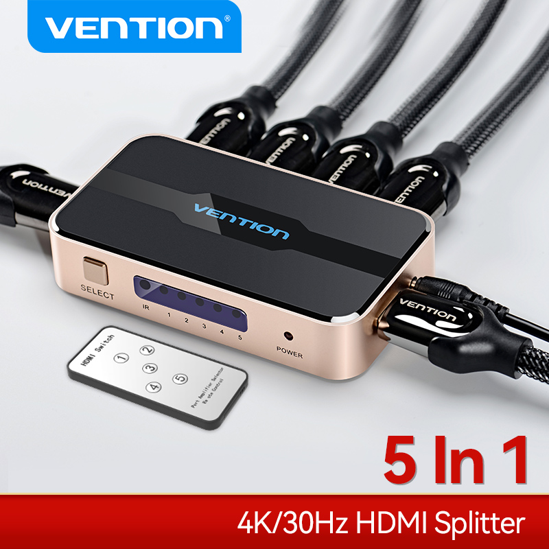 מפצל HDMI של Vention 5 כניסות ויציאות 4K/30Hz HDMI 5x1