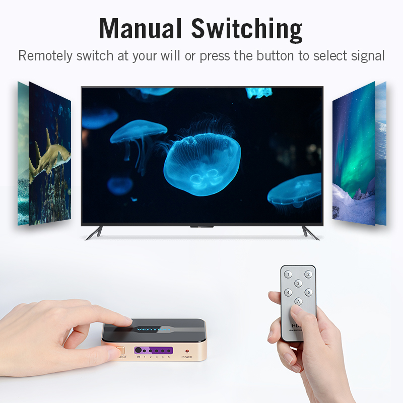 מפצל HDMI של Vention 5 כניסות ויציאות 4K/30Hz HDMI 5x1