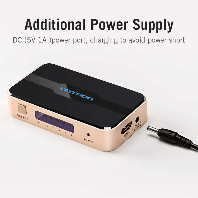 מפצל HDMI של Vention 5 כניסות ויציאות 4K/30Hz HDMI 5x1