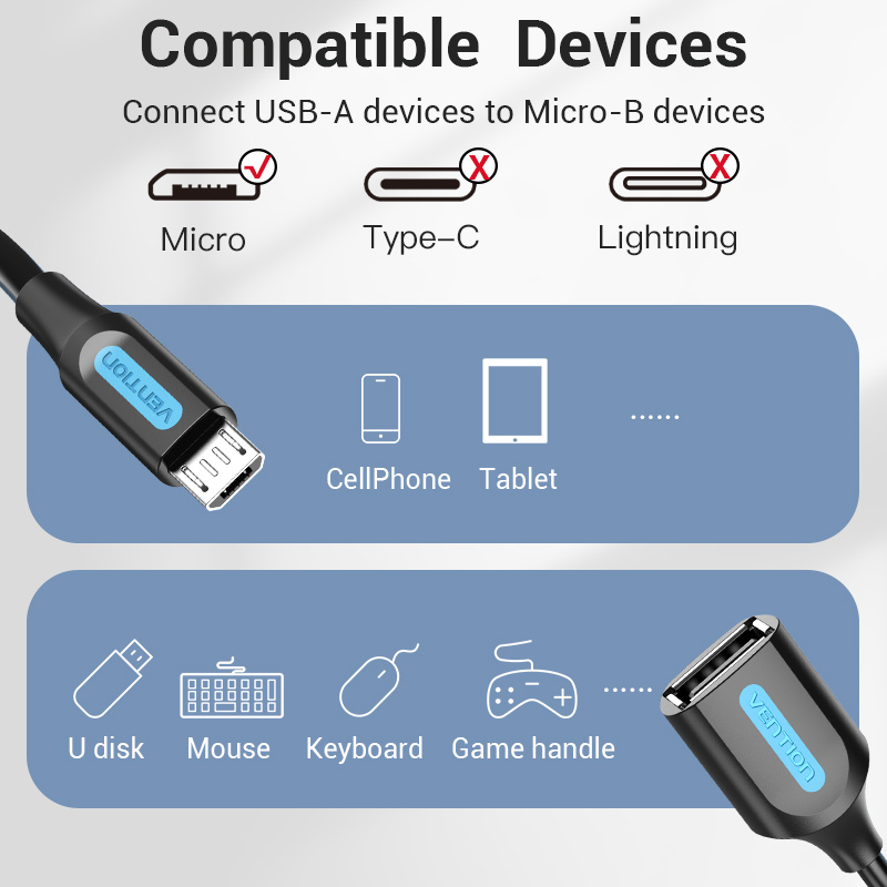 Vention Micro USB OTG Cable Micro USB Male to USB