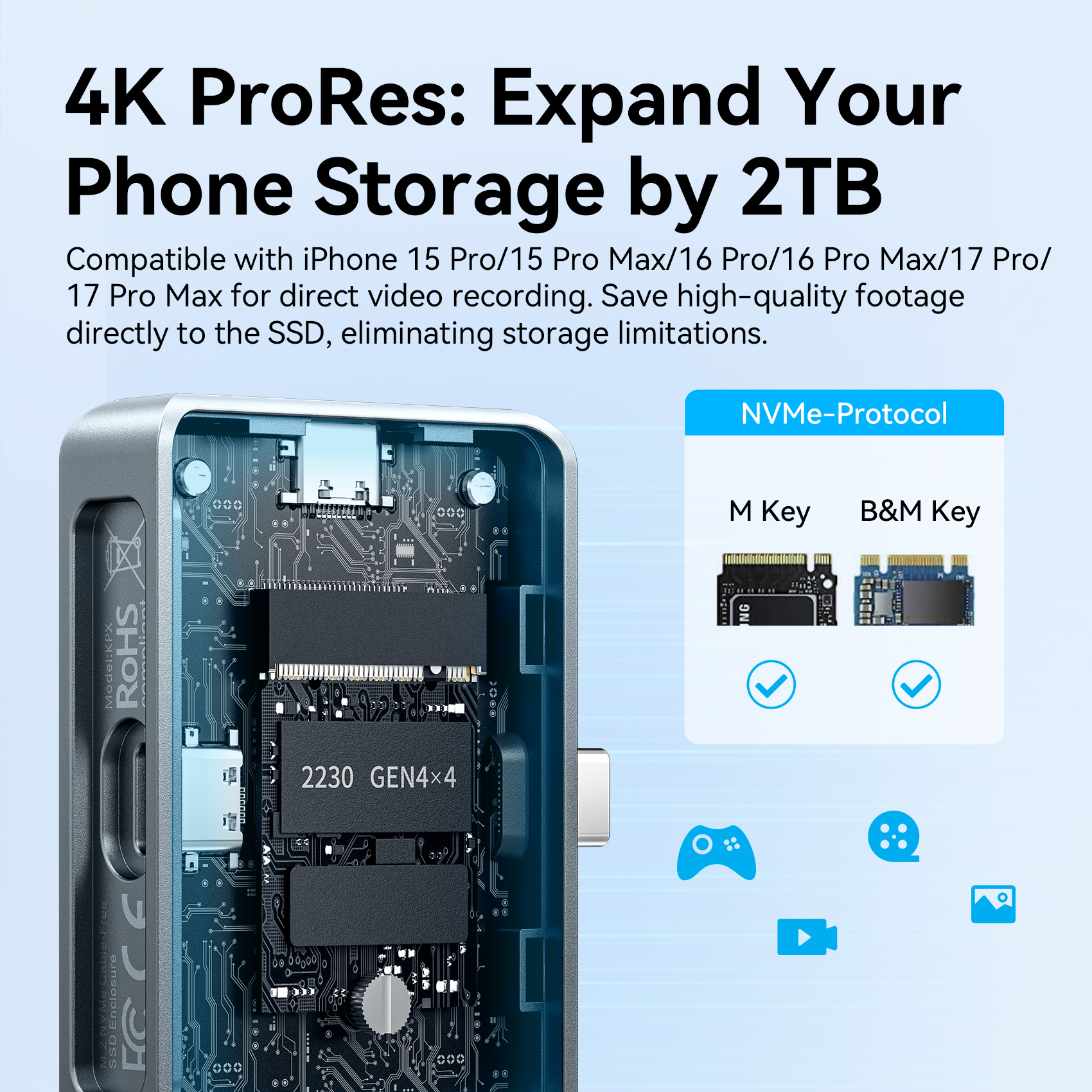 Vention 2230 M.2 NVMe SSD Enclosure USB C 3.2 Gen2