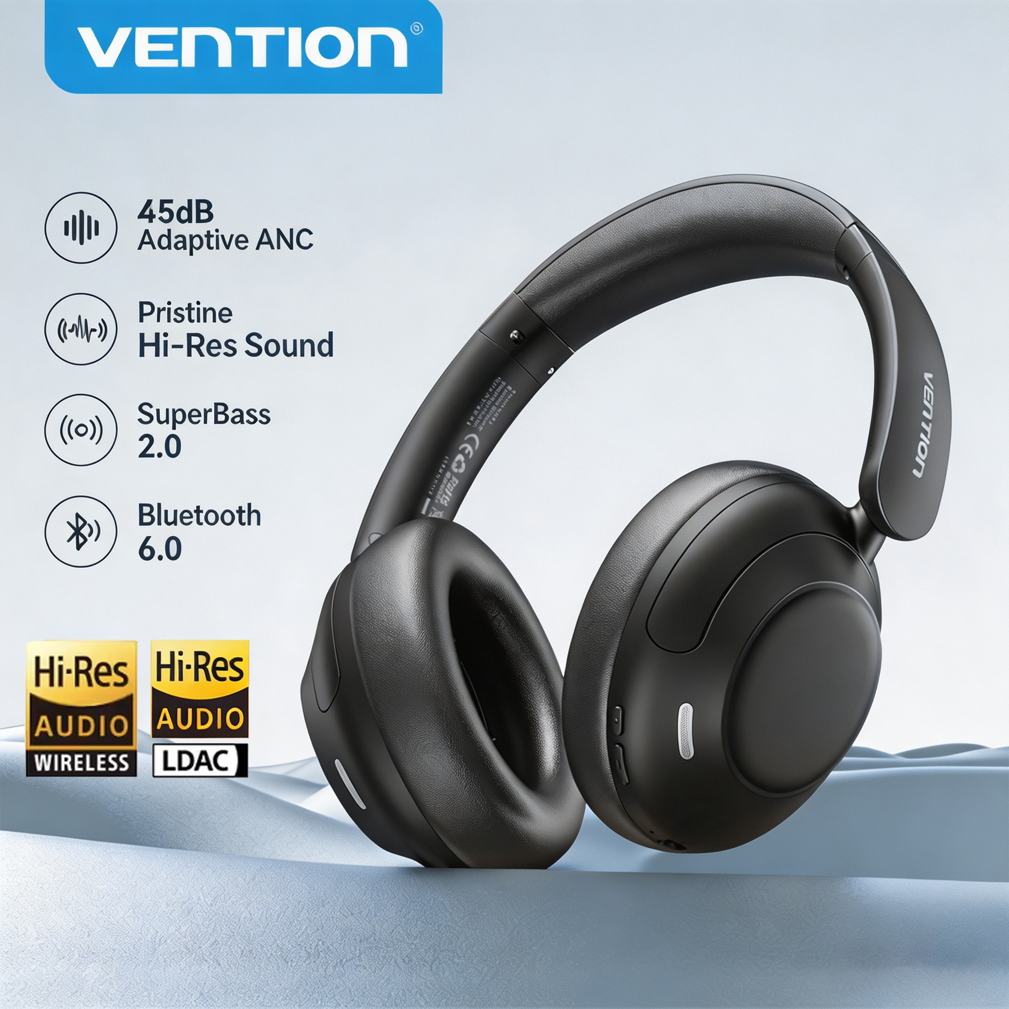 Vention ANC Over Ear Headphones -45dB Noise Cancelling