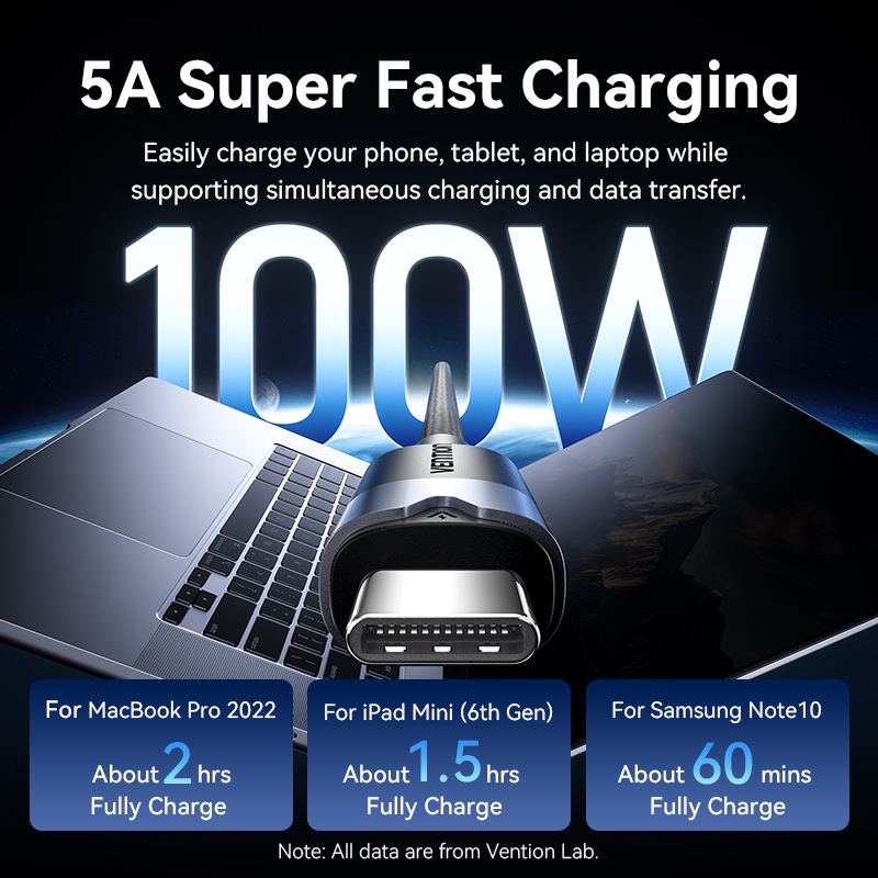 כבל USB מסוג C של Vention בנפח 100W לאייפון 16 15 פרו