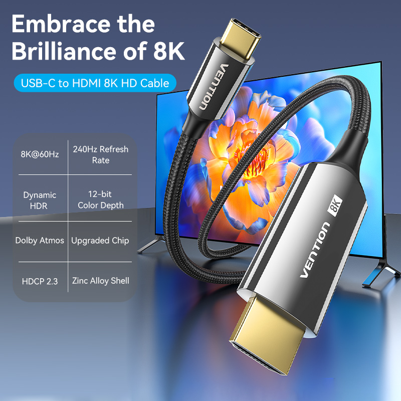 VenTion USB C to HDMI 2.1-compatible Cable 8K/60Hz