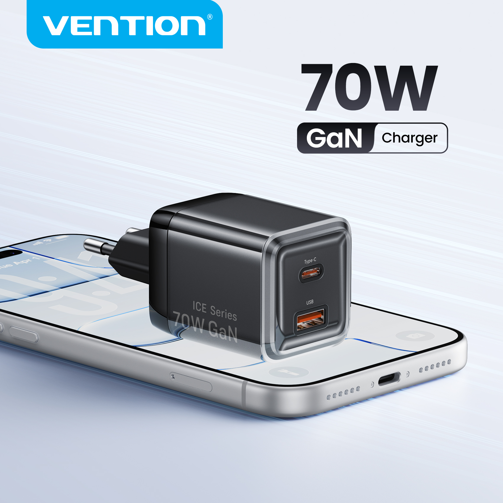 Vention 70W GaN Fast Charger PD3.0 PPS QC4+ USB Type C
