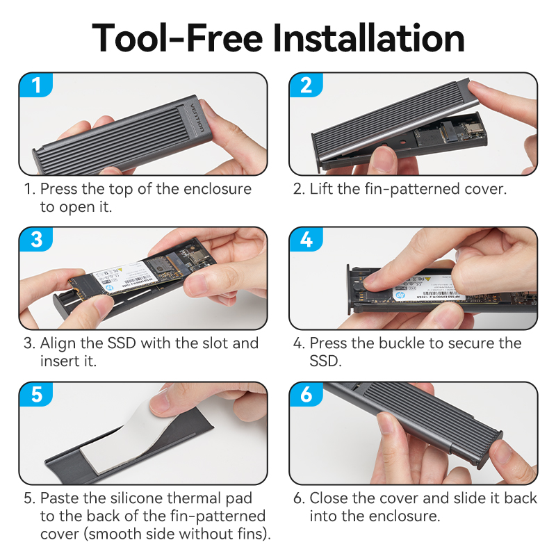 Vention M.2 SSD NVMe SATA Case Dual Protocol Enclosure