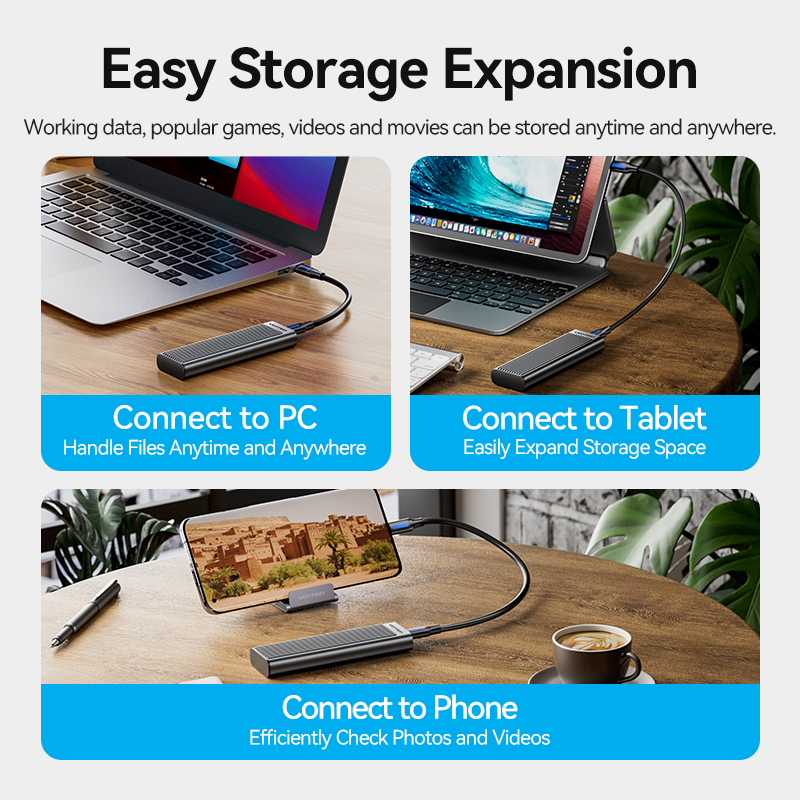 Vention M.2 SSD NVMe SATA Case Dual Protocol Enclosure