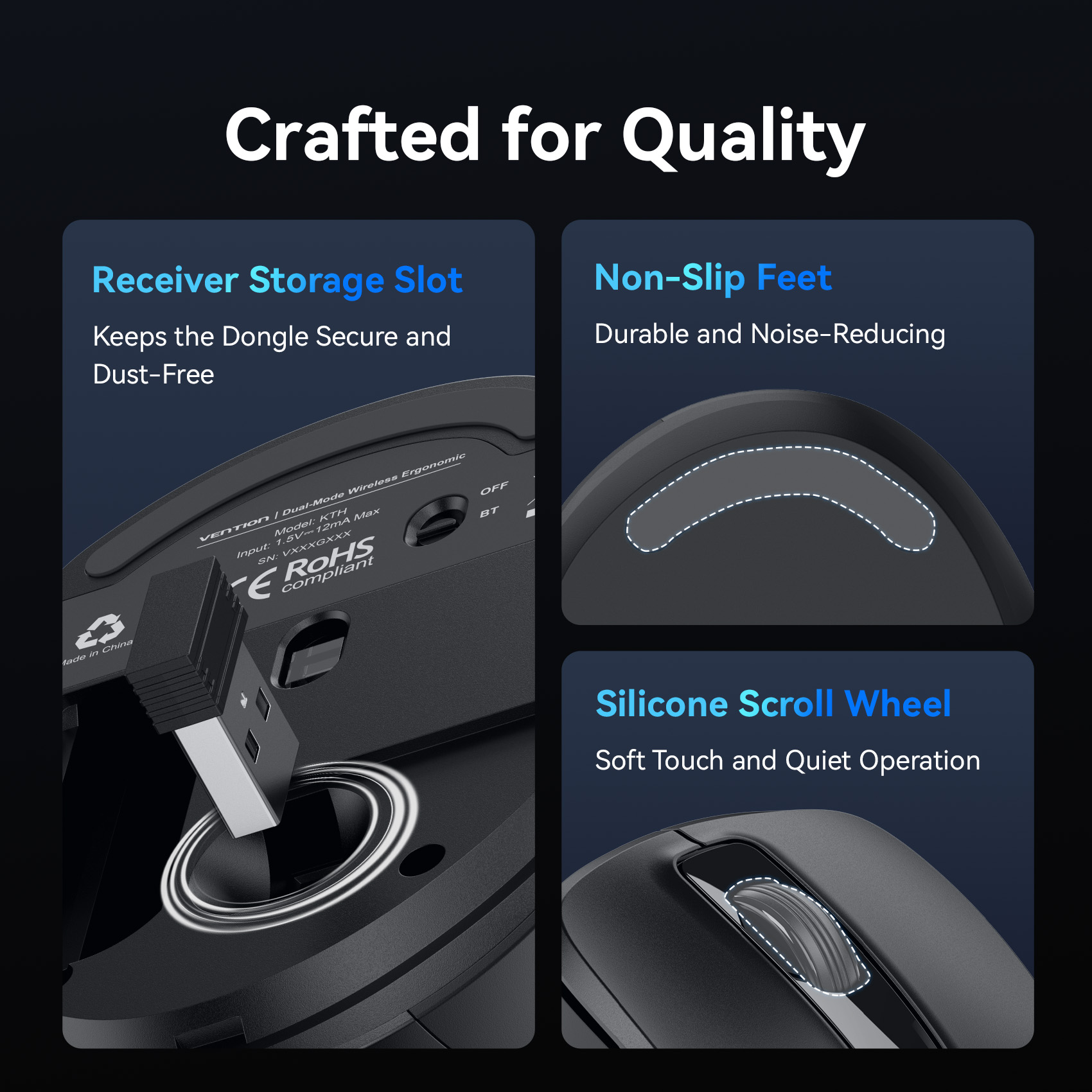 Vention Ergonomic Wireless Mouse Bluetooth 5.1