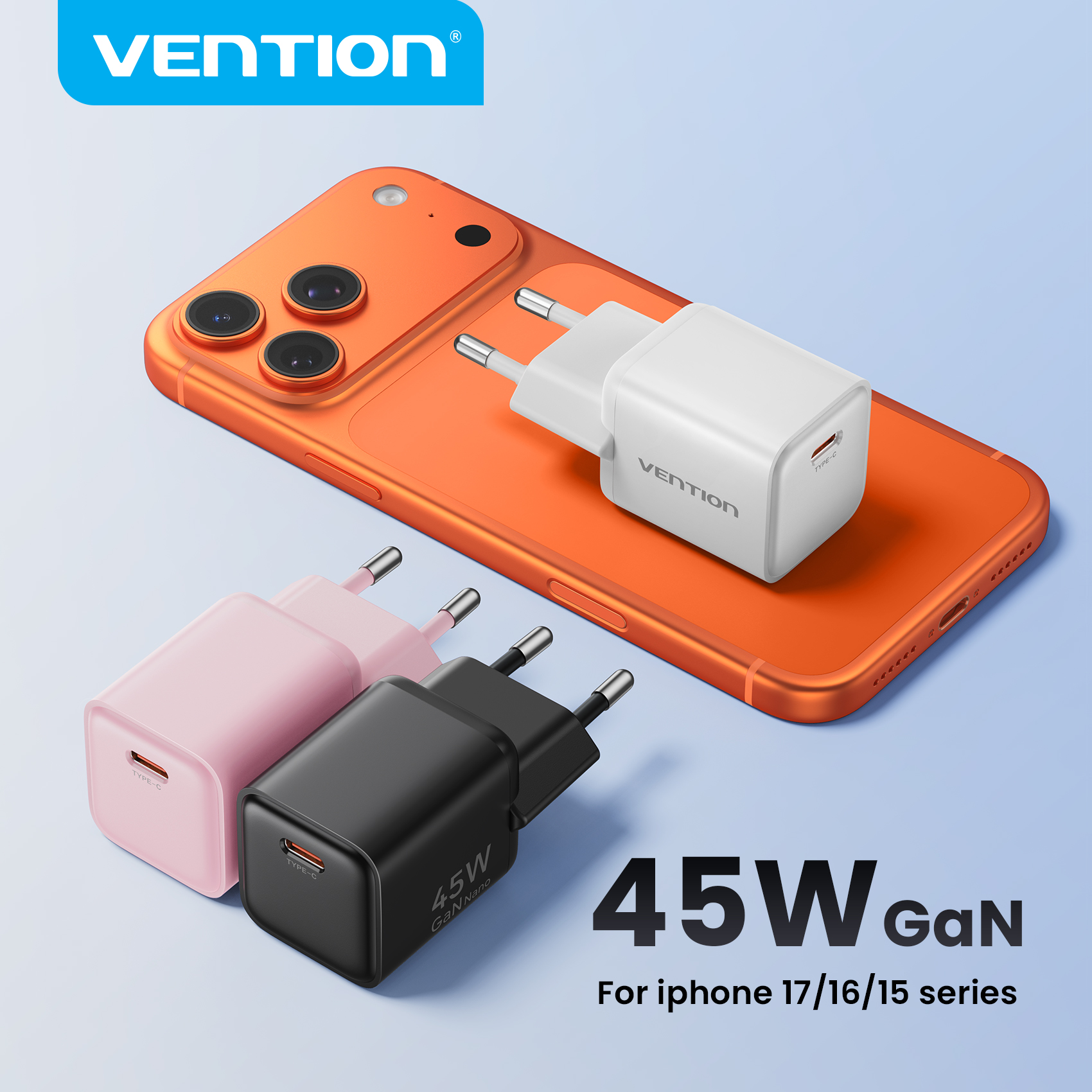 Vention 45W GaN Fast Charger PD3.0 PPS Compact Wall