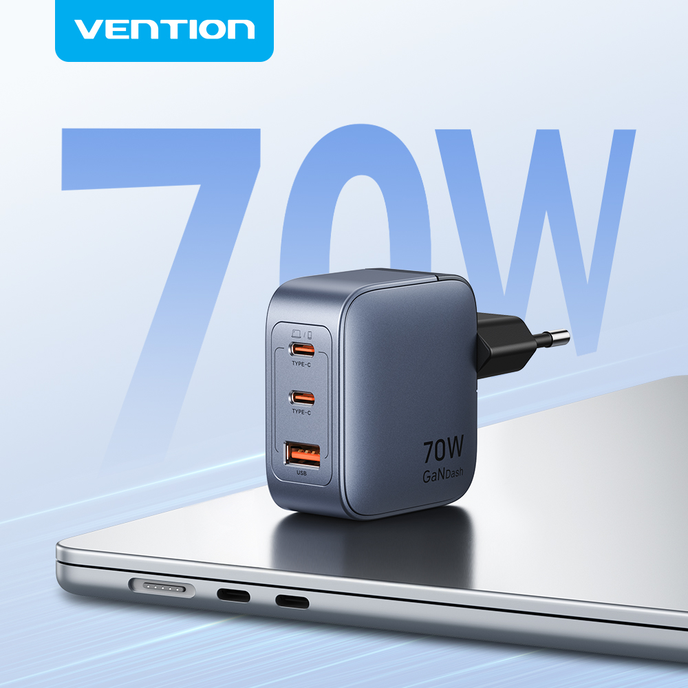 „Vention“ 70 W „GaN“ įkroviklis, greitas įkrovimas