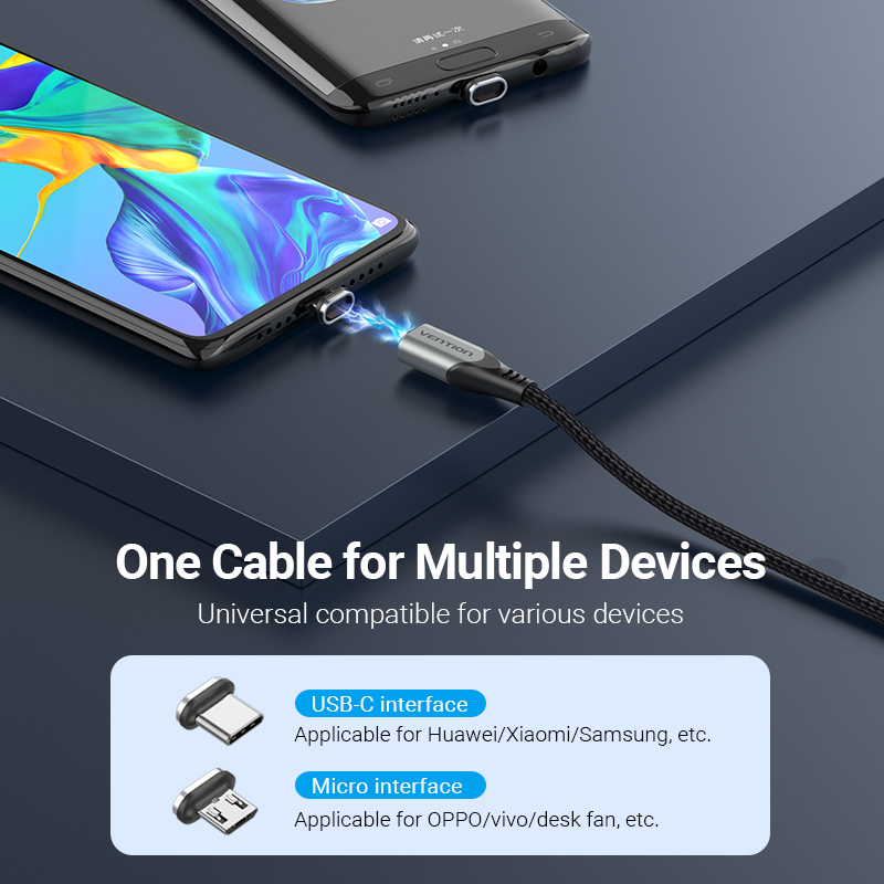 Vention Magnetic Charge Cable 3A Fast Charging Micro